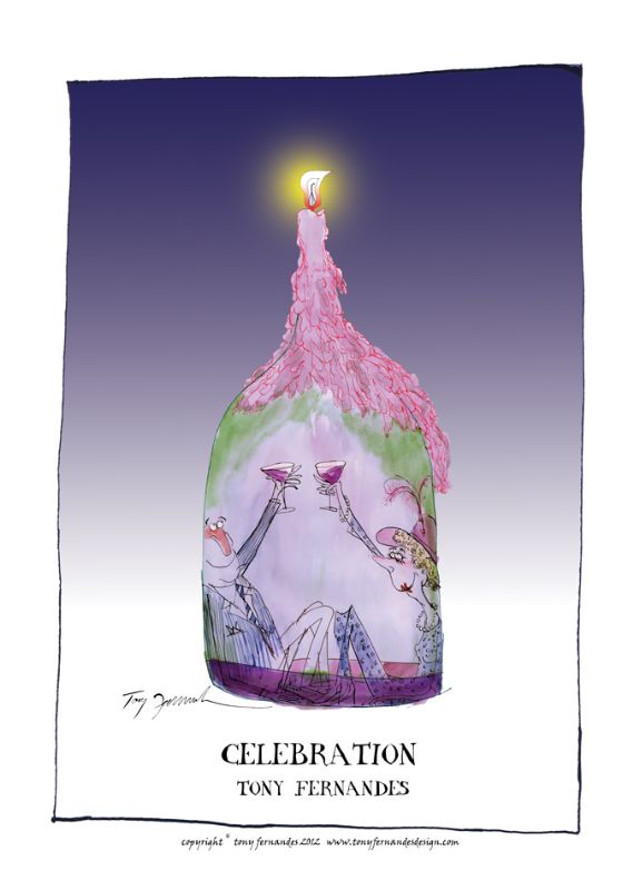 Celebration - anniversary wine print by Tony Fernandes